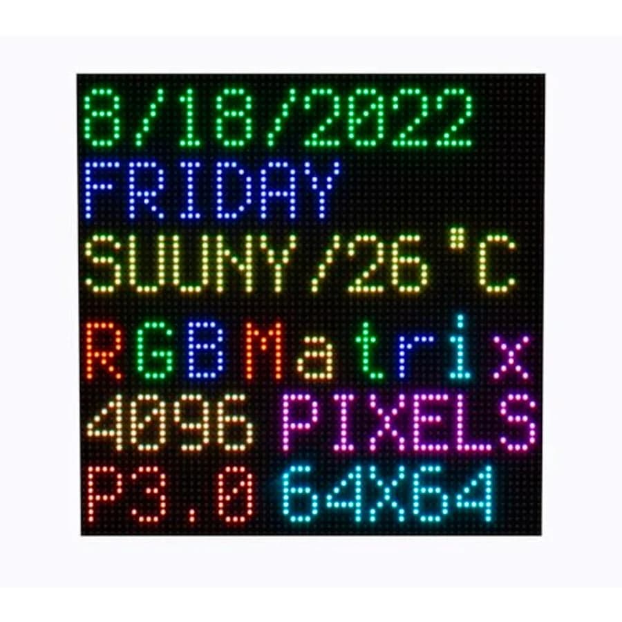 Pannello Matrice LED RGB 64x64 a Colori Completi per Raspberry Pi/Arduino, 192x192 mm, Passo 3mm, 4096 LED, Luminosità Regolabile