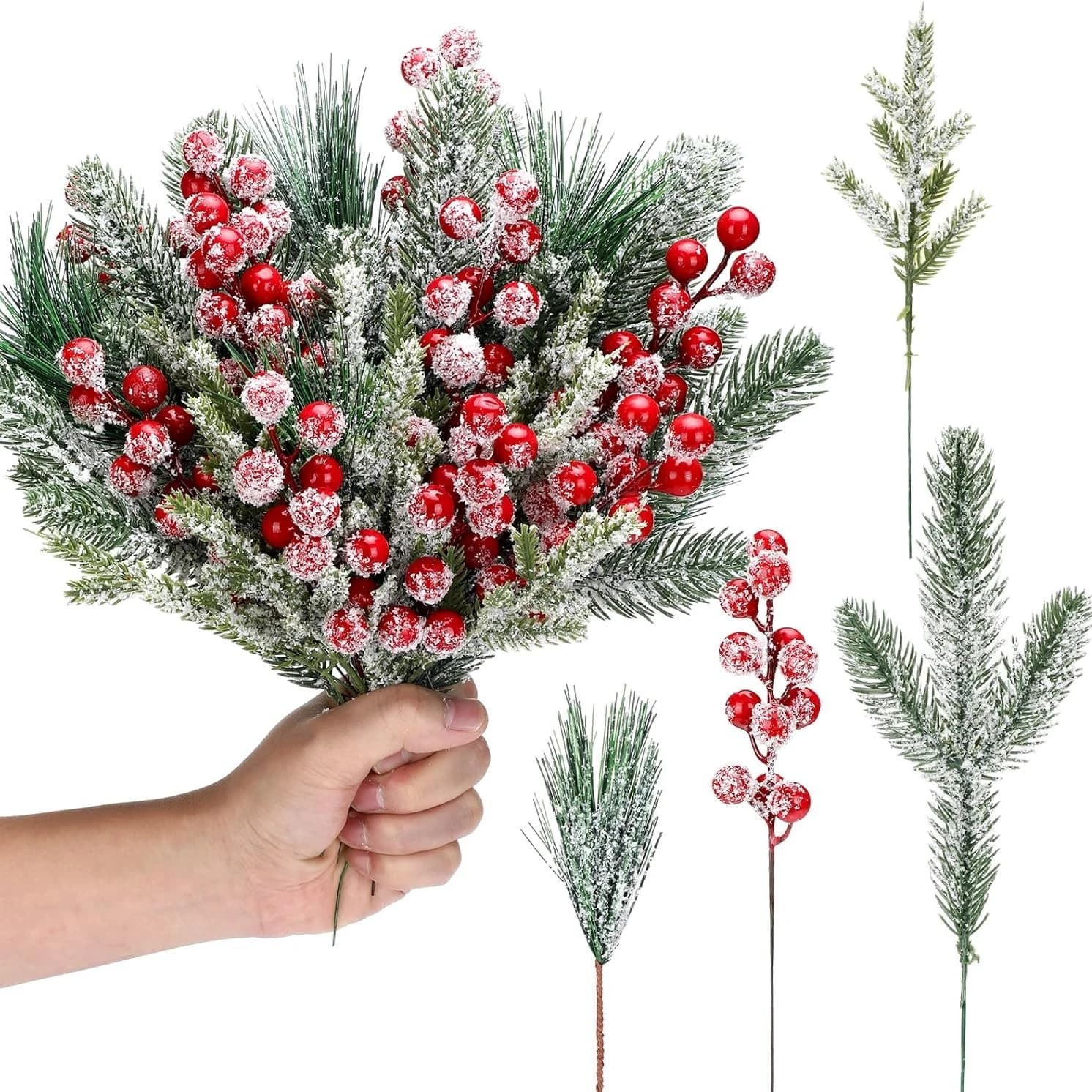 Rami di pino bianco come la neve artificiale Pianta finta Verde Plettri di pino Aghi di pino per la decorazione natalizia fai da te Ghirlanda Ghirlanda di Natale