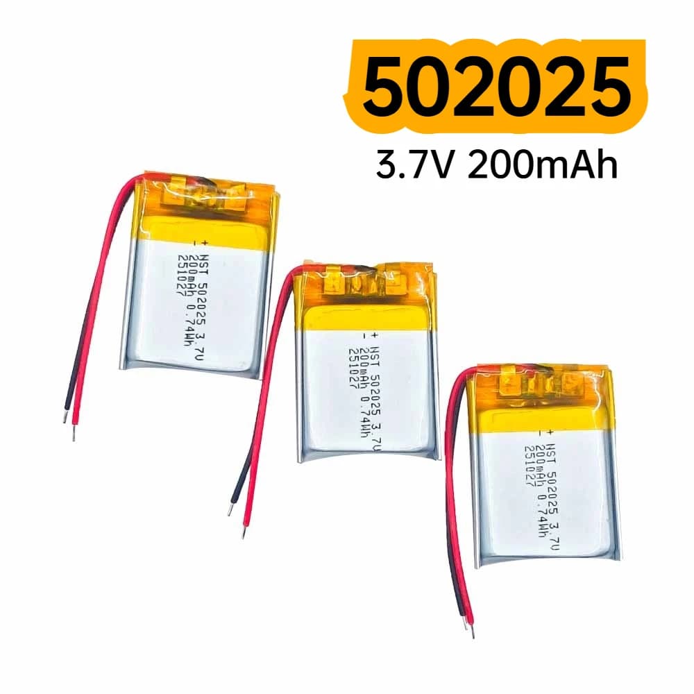 502025 Batteria ricaricabile ai polimeri di litio LiPo da 3,7 V 200 mAh per auricolare Bluetooth Strumento di bellezza Batteria spray per selfie stick