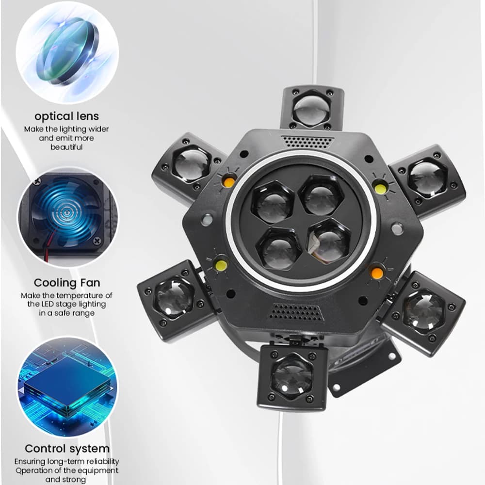150W 6-Arm Moving Head DJ Light Remote Control Disco Party LED Beam Lights DMX512 Rotating Stage Effect Lighting For Nightclub