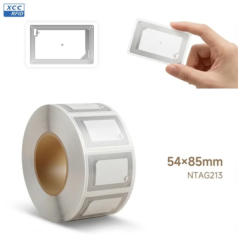 Inlay NFC NTAG213 54x85 mm, Inlay RFID con Antenna a Pagina Intera per Carte PVC e ID Programmabili a Lungo Raggio