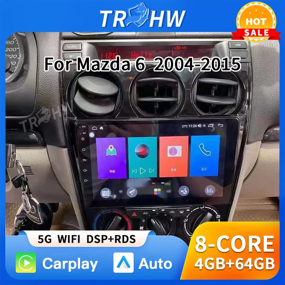 9 "4G 4 + 64GB android 13 Per Mazda 6 2002 2003 2004 2005 2006 2007 2008 Multimediale Lettore DVD per auto Navigazione GPS Radio carplay
