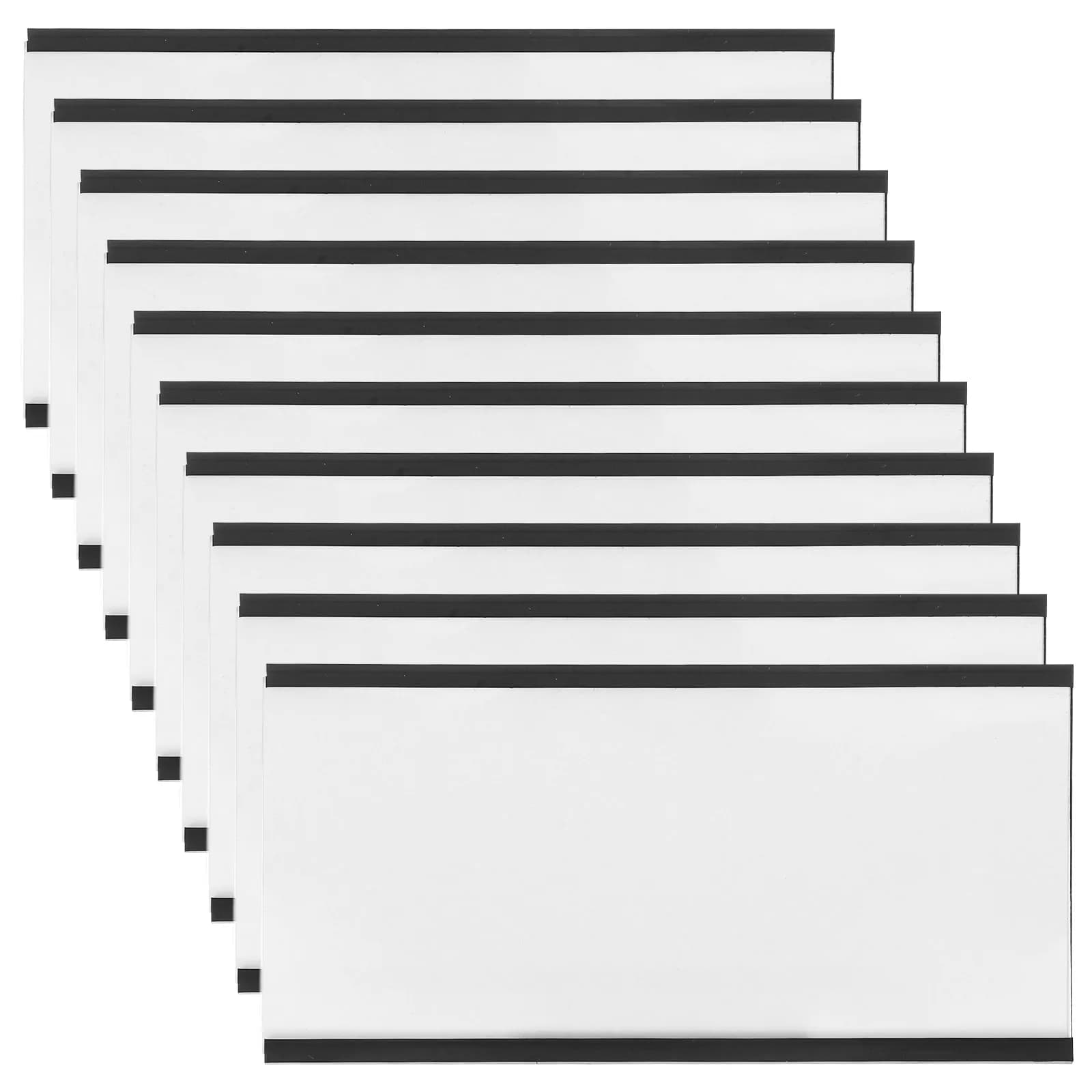 10 set di portaetichette magnetici, inserti per carte in plastica trasparente, clip per etichette da scaffale riutilizzabili per magazzino, frigorifero, ufficio, metallo