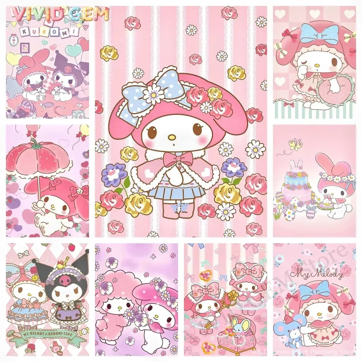 Diamond Painting My Melody Sanrio Diamond Mosaic Handmade Art Exquisite Creative Gift Home Decoration
