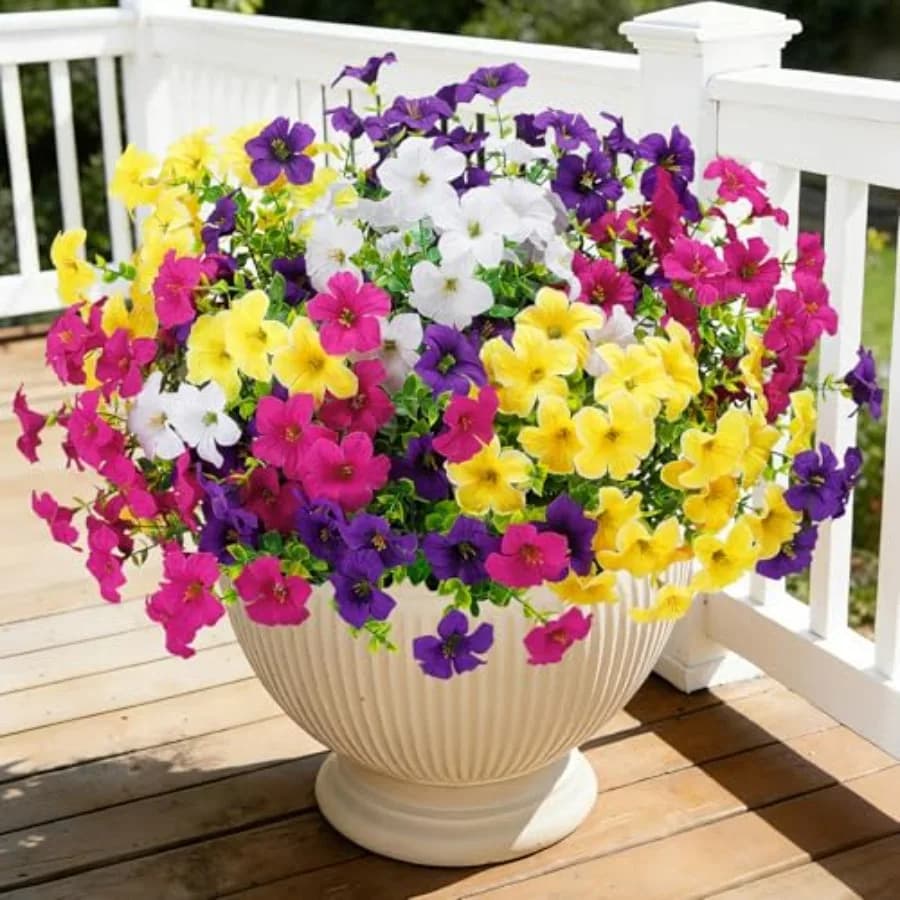 20 Mazzi di Fiori Artificiali di Petunia per Esterni, Fiori in Seta Sintetica Resistenti ai Raggi UV, Piante Finte Realistiche per Vasi da Esterno