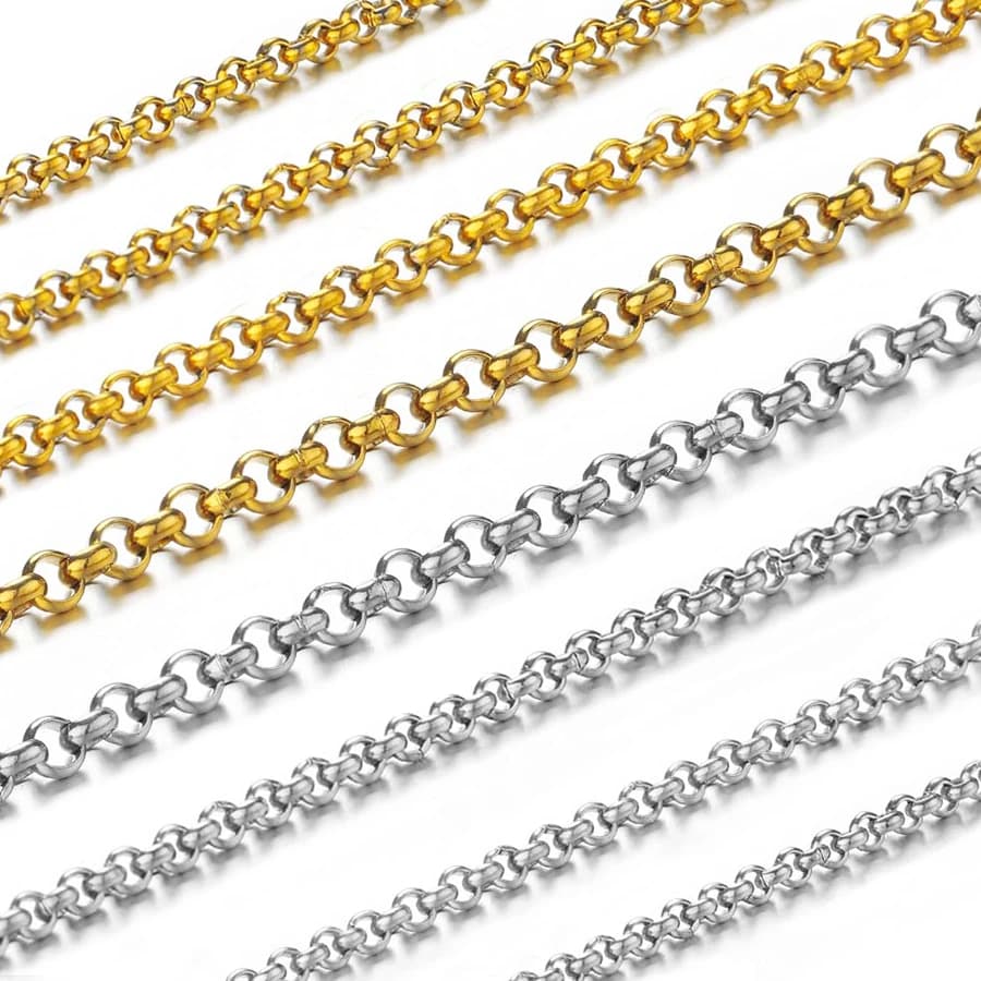 Catena a cerchio piccolo a forma di O in acciaio inossidabile da 1 metro 2-4 mm per accessori per la creazione di gioielli con bracciale a catena per il corpo fai-da-te
