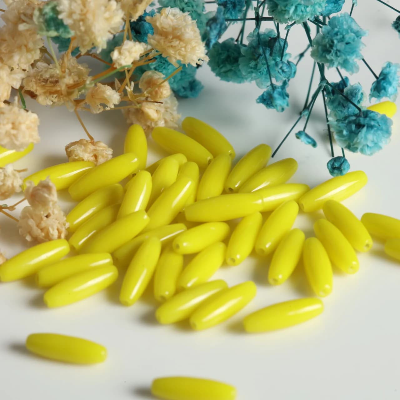 3x11mm Yellow Long Shuttle Glass Beads Loose Beads For Chinese Style Bracelet Earring DIY Jewelry Making Accessories