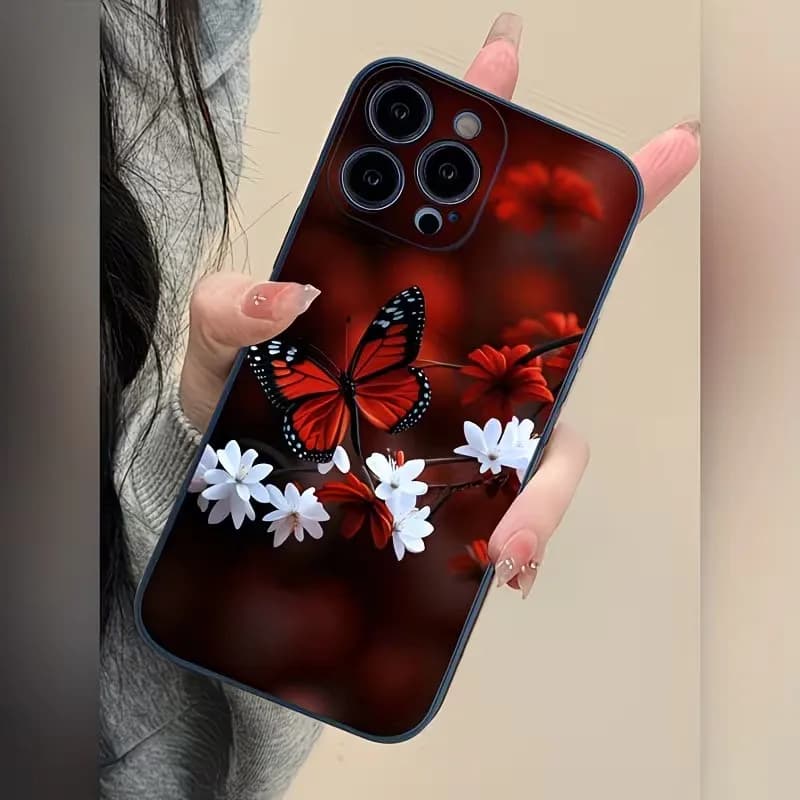 Cover per iPhone Peach Blossom Butterfly opaca anti-caduta per iPhone 17 16 15 14 13 12 11 Pro Xs Max Plus Air Mini XR X 17e 16e