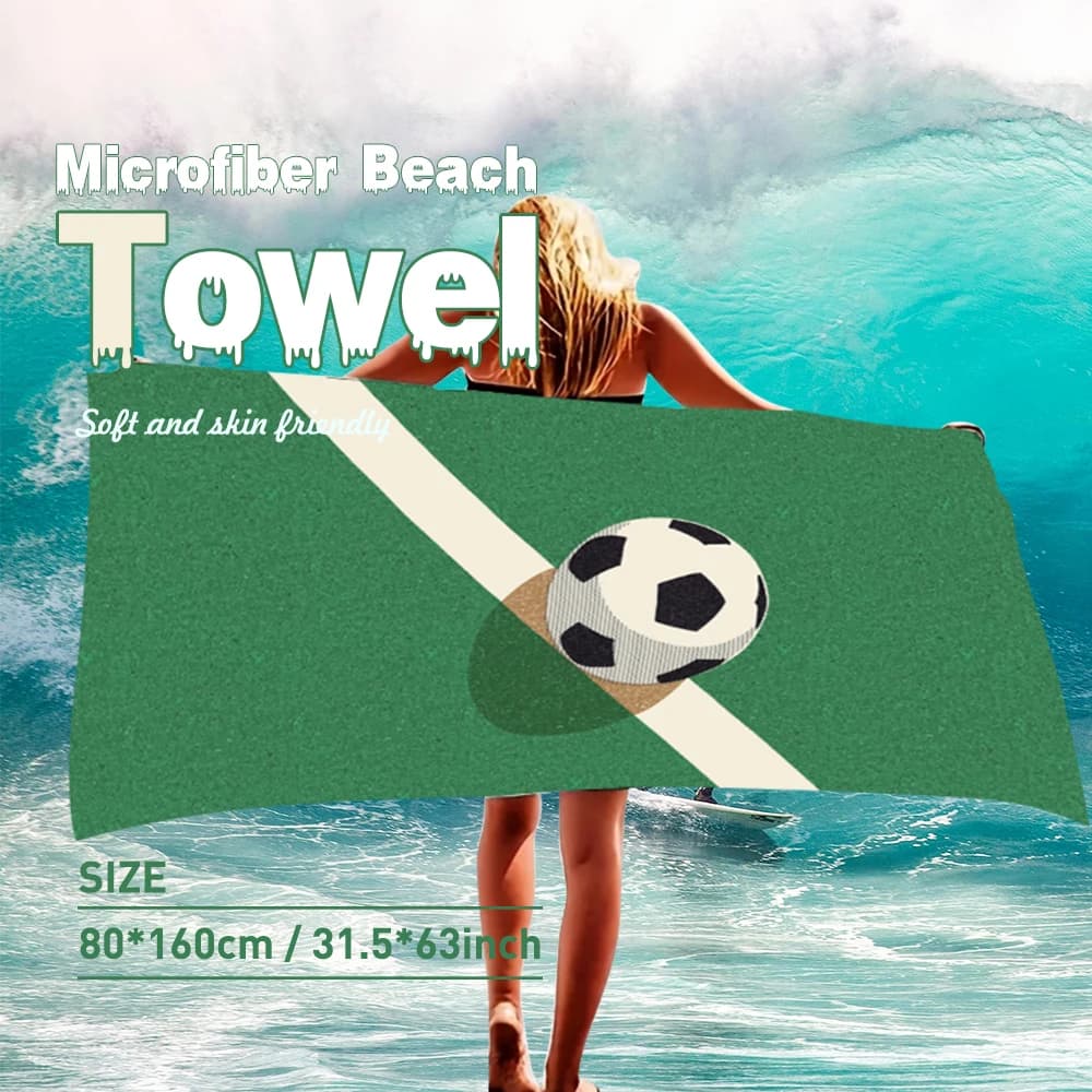 Asciugamano da bagno ad asciugatura rapida con Design a calcio asciugamano da spiaggia in microfibra assorbente di sabbia-leggero, nuoto, campeggio, yoga, spiaggia