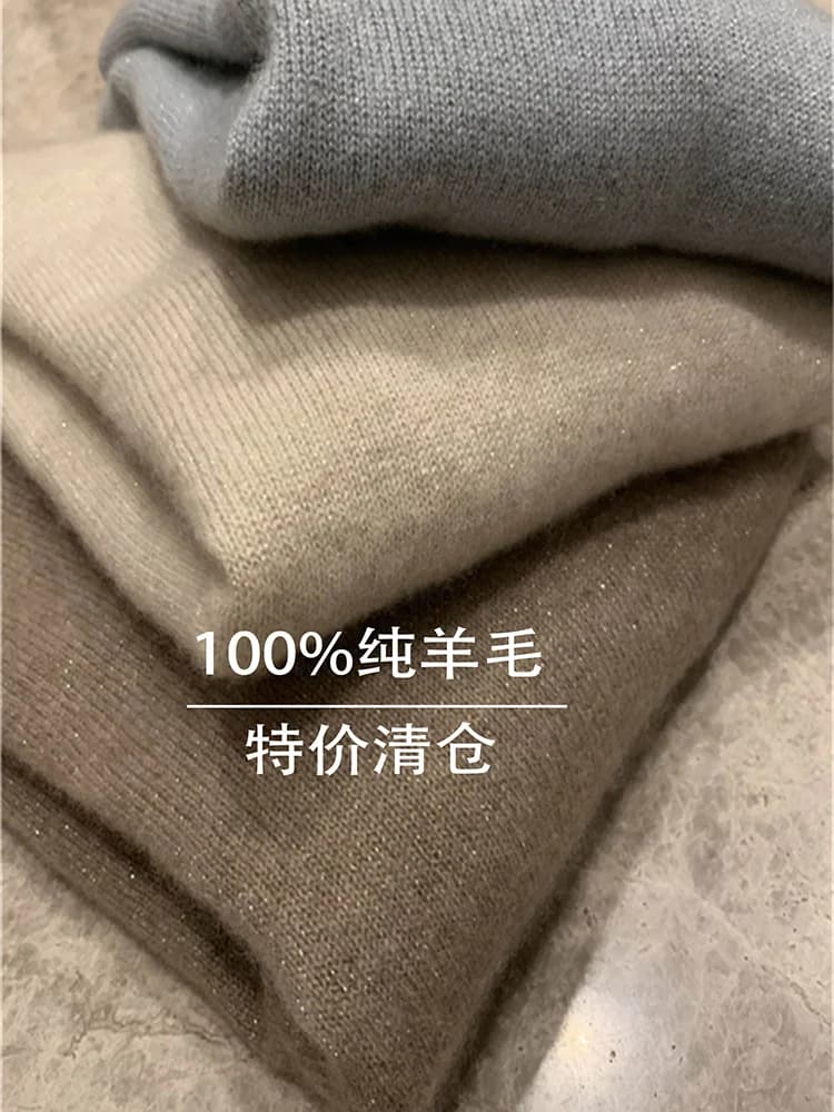 Maglione in cashmere da donna, camicia con fondo in maglia a collo alto in puro cashmere al 100% in maglione pullover autunnale e invernale.