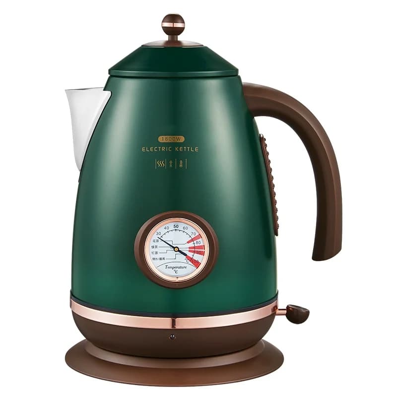 Bollitore elettrico Europeo Vintage Verde Display Temperatura Acciaio 304 1,7 L