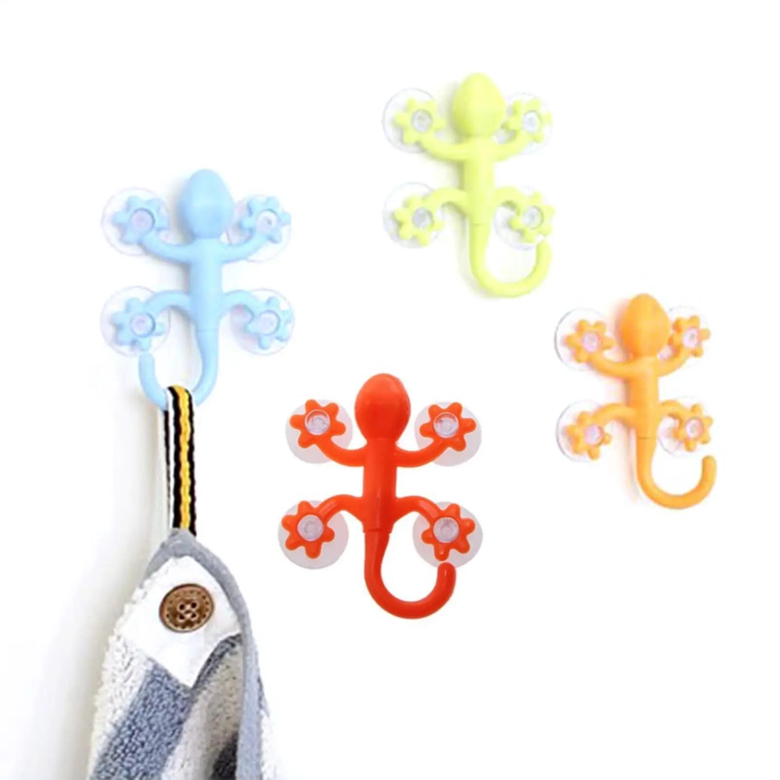 Ganci per doccia Gecko Gancio con 4 ventose Gecko Potente quattro ventose Gancio Appendiabiti da parete Decorazione per il bagno