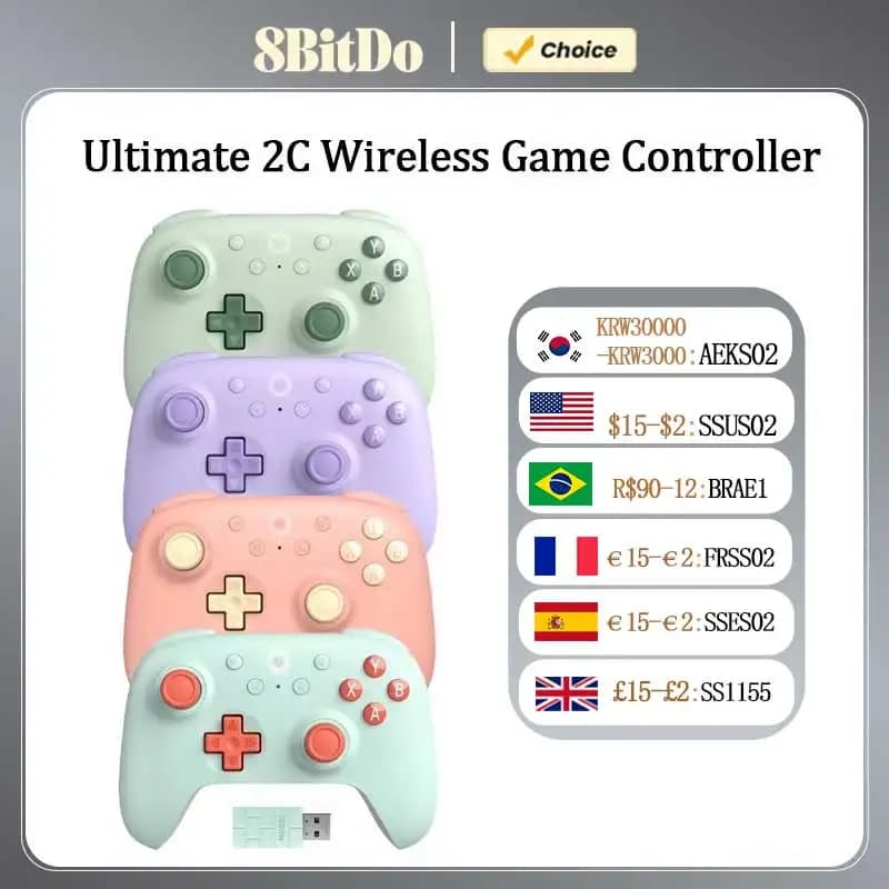 Controller di gioco wireless 8BitDo Ultimate 2C, gamepad con effetto Hall per PC, Windows 10, 11, Steam Deck, Raspberry Pi, Android
