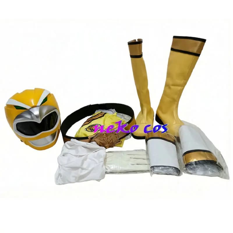 nekocos Hyakujuu Sentai Gaoranger Cosplay Costume GaoYellow fullset belt shoes gloves helmet prop Bodysuits