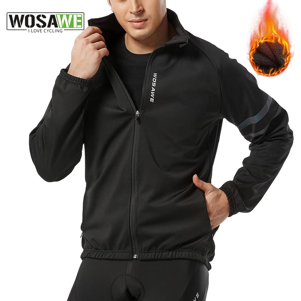 WOSAWE Giacca da ciclismo invernale da uomo Impermeabile antivento in pile termico Maglia da bici MTB Ciclismo su strada Snowboard Giacca da sci Cappotto