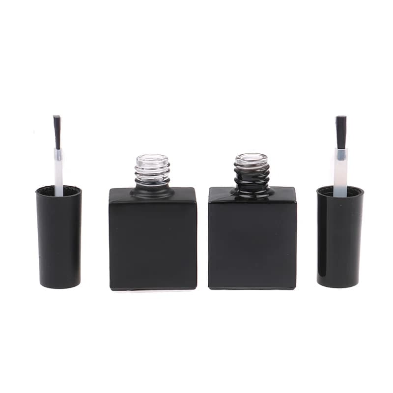 10 ml black UV square nail polish bottle + glass nail oil bottles for container for nail art with small brush