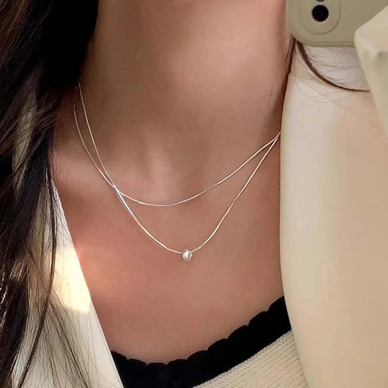 New 925 Sterling Silver Necklace Simple Personality Charm Women's Pendant Geometric Shape Choker Birthday Gift Exquisite Jewelry