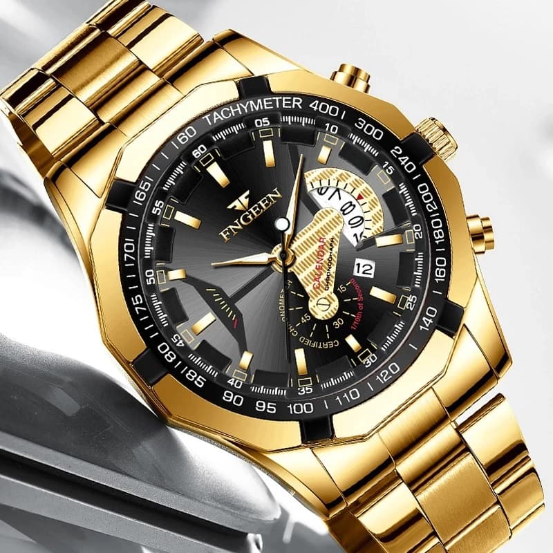 BINBOND 001 Orologio al quarzo da uomo semplice e alla moda Orologio al quarzo da uomo con display del calendario con luce notturna digitale romana HD impermeabile