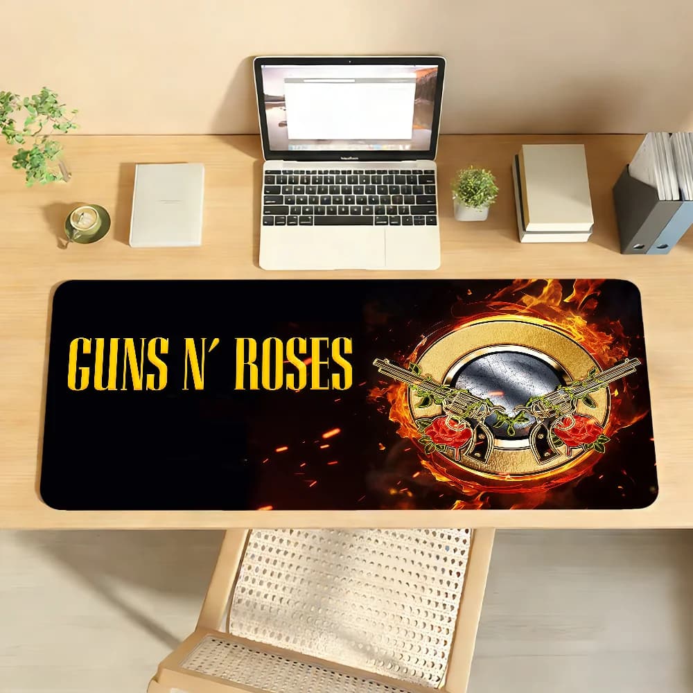 Tappetino per mouse Band G-GUNS N R-ROSES, tappetino per computer in gomma antiscivolo, tappetino da scrivania per gamer, decorazione, tappetino per laptop, ufficio, grande