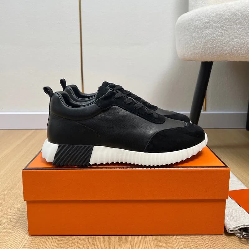 Sneakers Chunky Unisex Marca H, Scarpe Casual in Pelle Premium e Camoscio, Scarpe Casual Nere Resistenti, Calzature di Moda Trendy del Designer