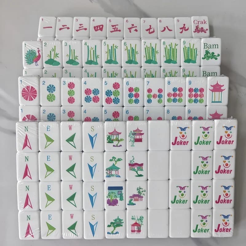 OMHJGO 160 pcs 3D Engraved Acrylic American Mahjong Set Waterproof Durable Portable Mah Jongg tiles Board Game for Adult Gift