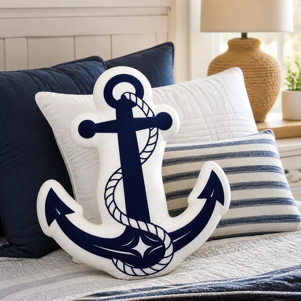 Nautical Anchor Maritime Sailor Marine Rope Plush Pillow Cushion Irregular Stuffed Throw Pillow Home Decor Gift Sofa Bed