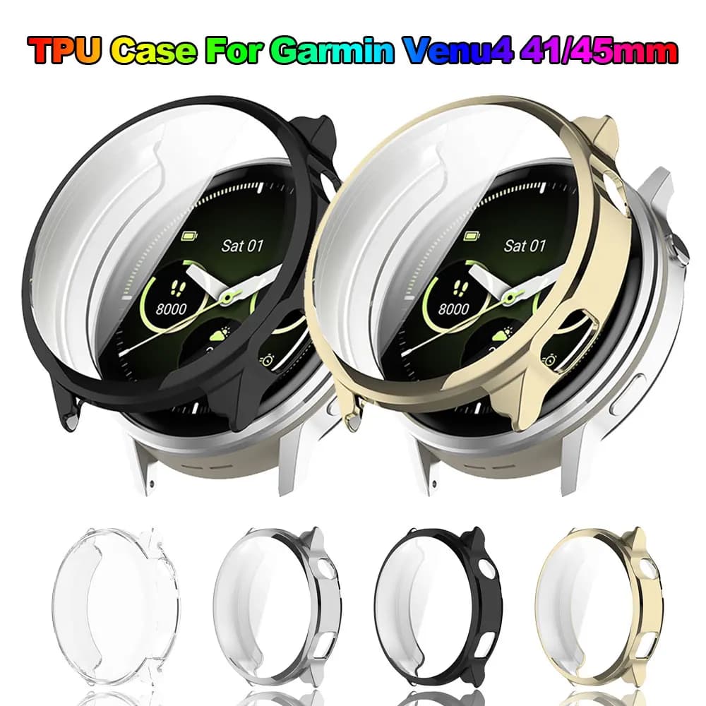 Soft TPU Case for Garmin Venu 4 41mm 45mm Screen Protector Cover All-Around Protective Bumper for Venu4 Smart Accessories