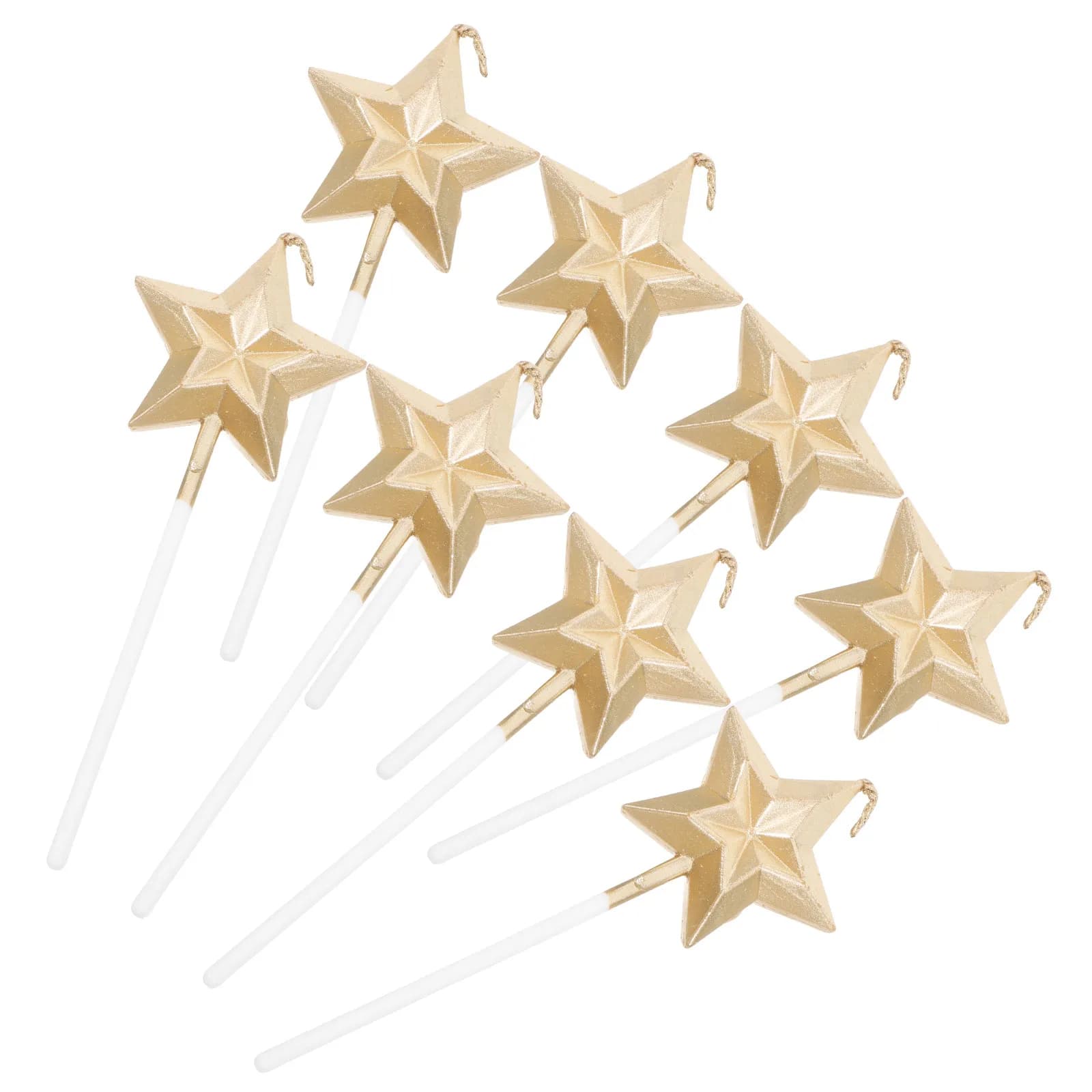 Set di 8 Candeline Metalliche a Forma di Stella 3D per Torte, Decorazioni Uniche per Feste e Matrimoni