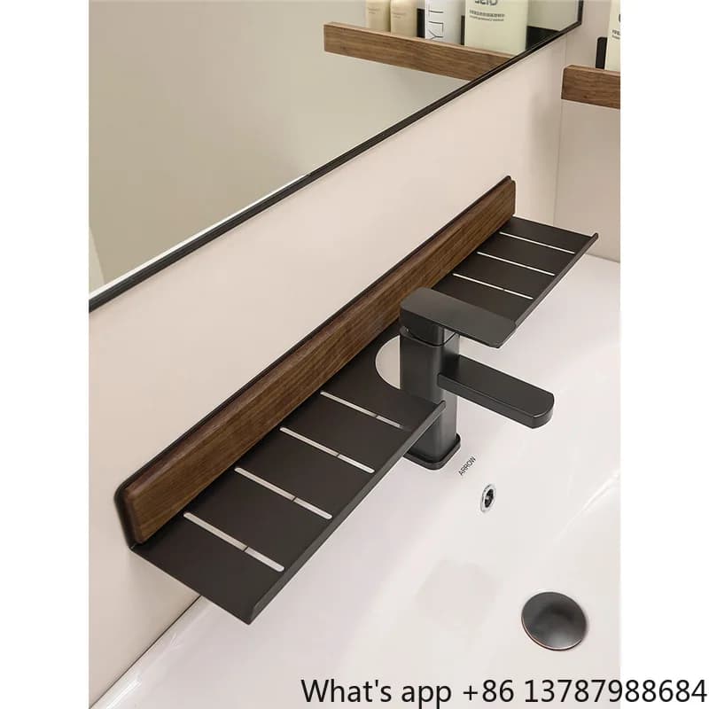 Mensola per lavabo da bagno con specchio, senza foratura, per WC
