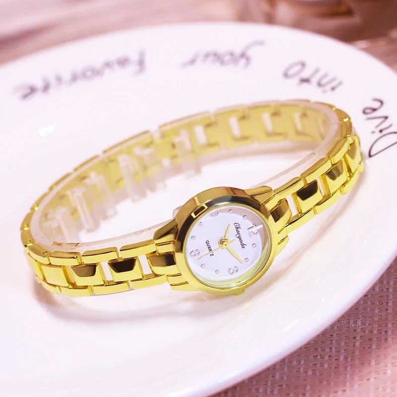 CYD Summer New Style Fashionable Women's Quartz Watches Golden Ladies Office Lady Luxury Bracelet Slim Birthday Gifts