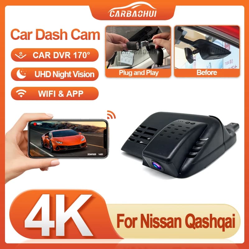 Plug and play Loop recording UHD Night vision 4K Dash Cam Auto DVR Camera for Nissan Qashqai j10 j11 j12 2015 2016 2017 2019