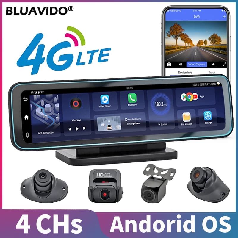 4 4G Android 8.1 Dash Cam GPS Navigation All in HD 720P Car Recorder Dashboard DVR WiFi APP Remote Monitor Live