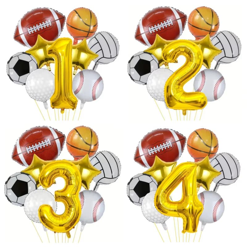 Set di Palloncini a Tema Sportivo da 18 Pollici - Palloncini in Foil di Calcio, Basket, Baseball, Pallavolo per Decorazioni di Feste Sportive