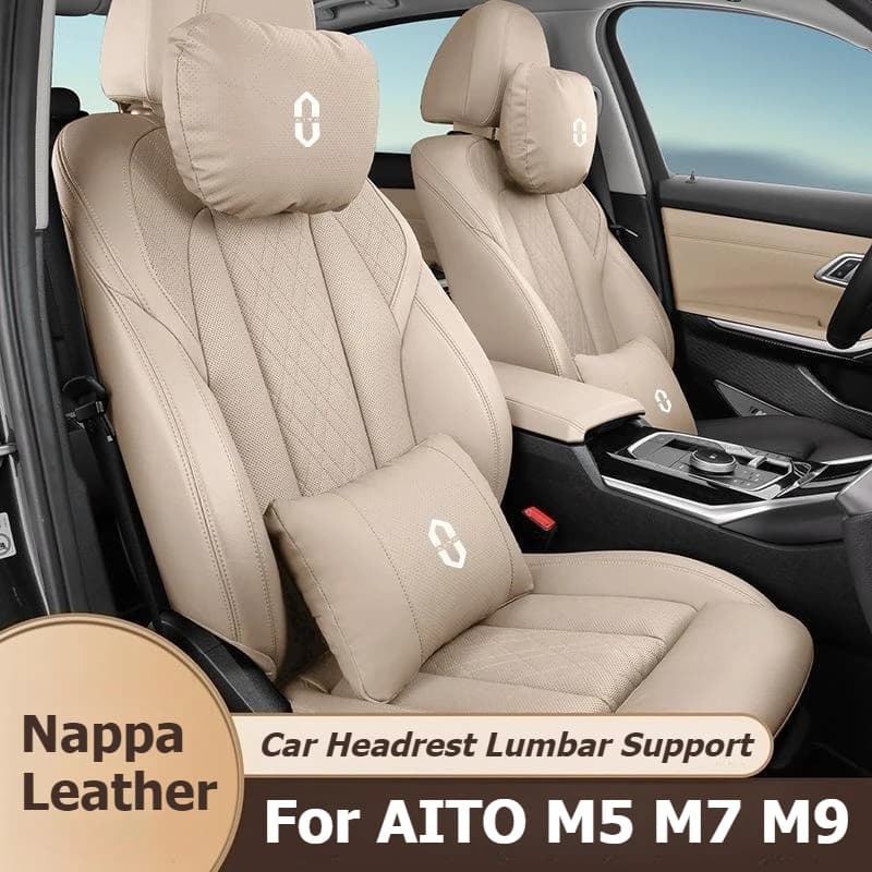 Per AITO M5 M7 M9 Poggiatesta per auto Supporto per il collo in pelle nappa Cuscino lombare Cuscino per il collo morbido e traspirante Accessori per il cuscino in vita