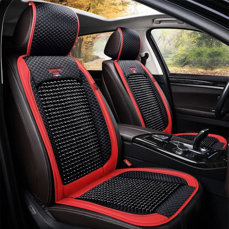 Square seat covers with breathable fresh summer wooden beads Four Seasons Universal Car Seat cushion with free non-slip tie