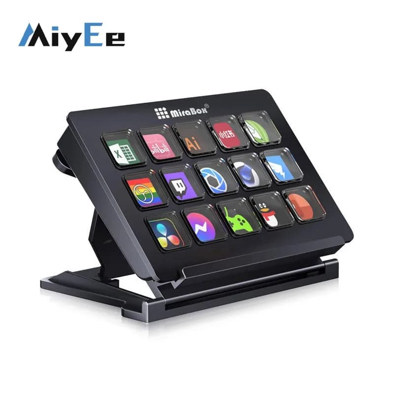 MBox293 Nero 15 tasti Visualizzazione tastiera fai-da-te personalizzata Sostituzione console streaming live per Stream Deck