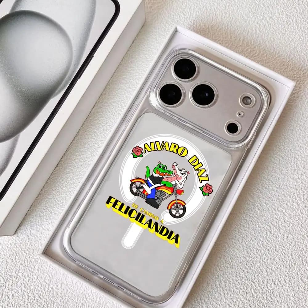 Cover per iPhone A-Alvaro D-Diaz Sayonara per iPhone 17 16 15 14 13 12 11 Pro Max Plus, trasparente, magnetica, antiurto e antigraffio