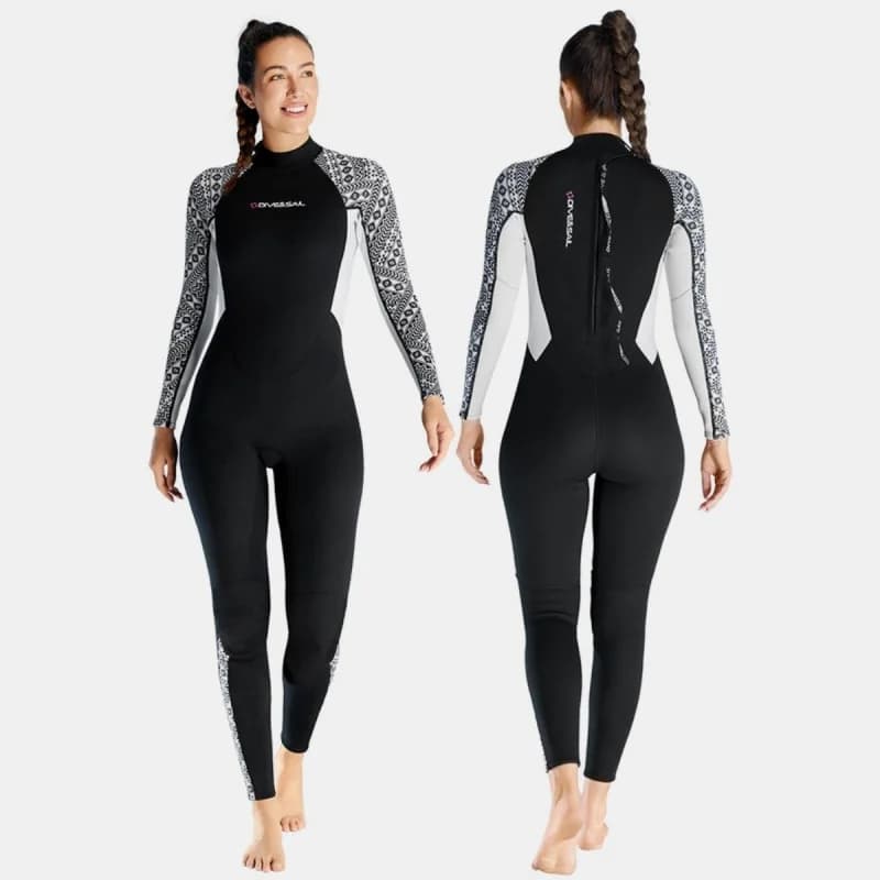 3mm Neoprene Geometric Long Sleeved Women's Suit with Full Back Hinge for Diving Surf Snorkeling Apnea Nuoto
