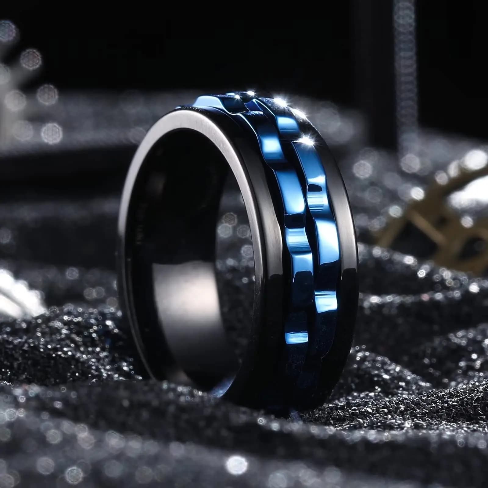 Moda stile punk Gear rotante Fidget Ring Sollievo dall'ansia Spinner Gioielli per uomo Rock Biker Accessorio regalo per festa di nozze