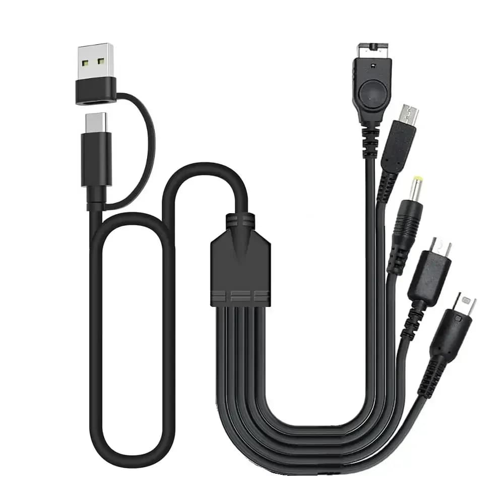 USB type C 5 in 1 PD charging cable for the NEW 3DS XL NDS Lite NDSI LL WII charger U for GBA gaming cable for PSP 1000/ 2000 3000