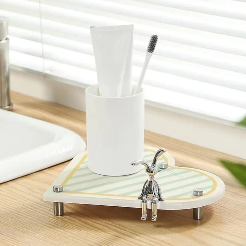 Porta spazzolino da denti skid -skid Organizzatori del bagno a forma cardio