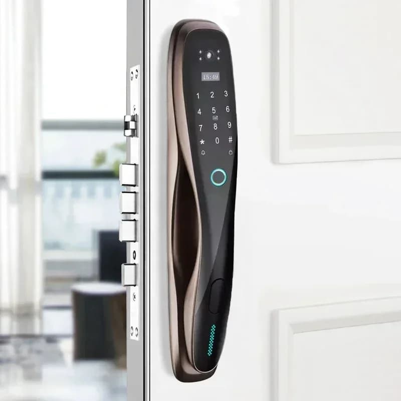 Aether Safe Smart Door Lock con fotocamera integrata con impronta digitale e codice chiave Sblocca l'acquisizione video compatibile con l'app Tuya per Home S