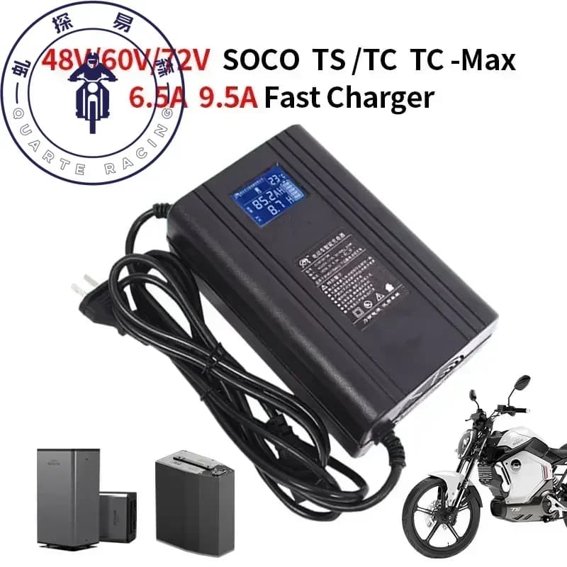 Per Super Soco TC Max Caricatore 10A15A Caricatore rapido intelligente Spina originale Caricatore TS TC Max con display E-Bikes Moto per SOCO