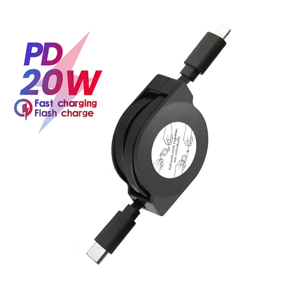 Cavo di ricarica rapida PD 20W retrattile per iPhone 14 13 12 11 Pro Max Mini 14 8 Plus X XR XS cavo USB C accessori per la linea dati