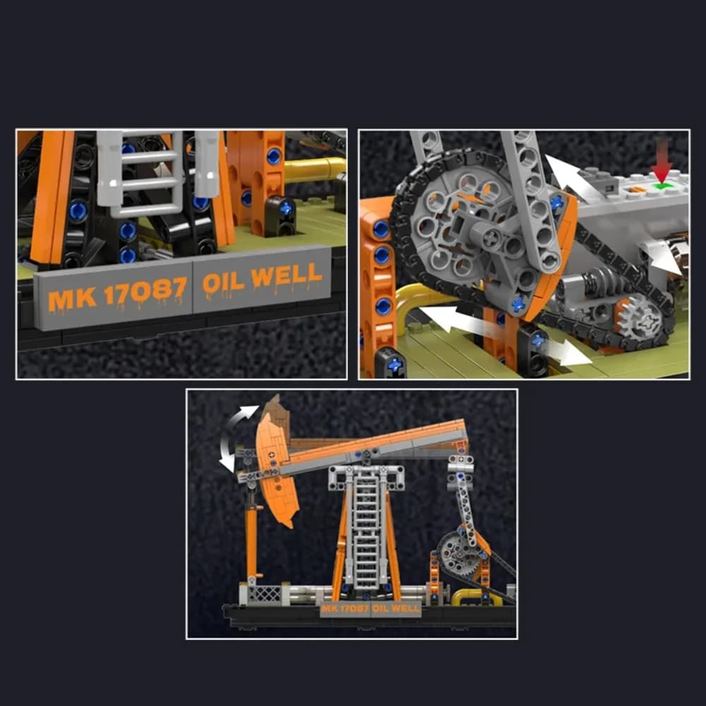 MOULD KING 840 pz 17087 Modello di Pozzo Petrolifero Tecnologia MOC Ingegneria 840 pz Blocchi da Costruzione Giocattolo con Motori Elettrici Kit Mattoncini