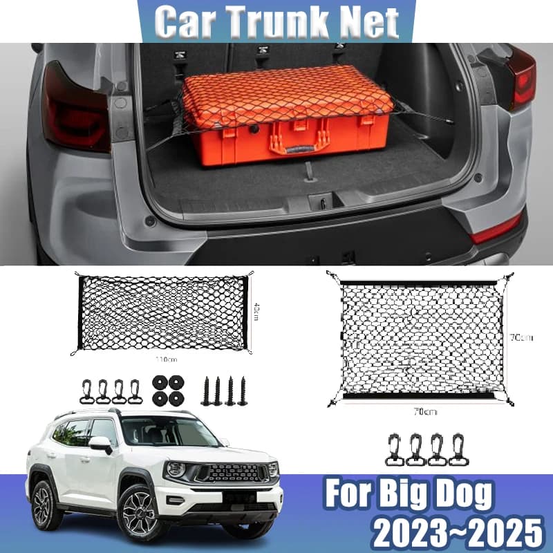 Per Haval Big Dog Dargo X H7 2023 ~ 2025 Auto Back Mesh Trunk Car Trunk Net Organizer borsa portaoggetti elastica per bagagli accessori per Auto
