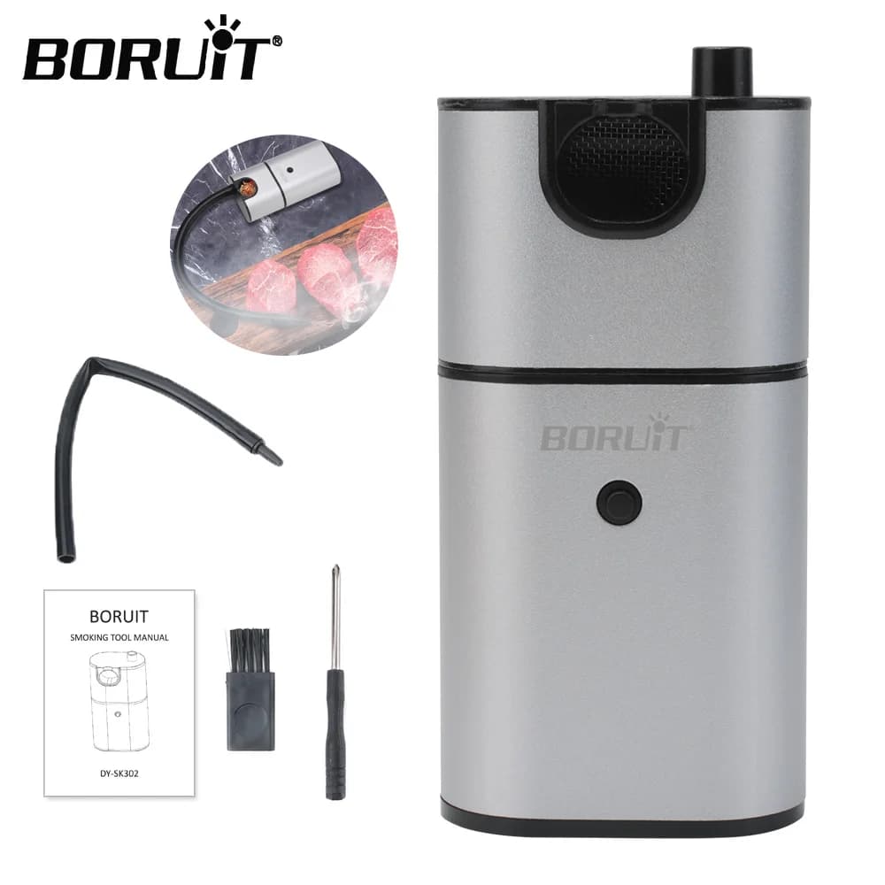 Generatore di Fumo Freddo Portatile BORUiT per Cucina Molecolare, Pistola Affumicatrice per Carne, Affumicatore per BBQ e Griglia