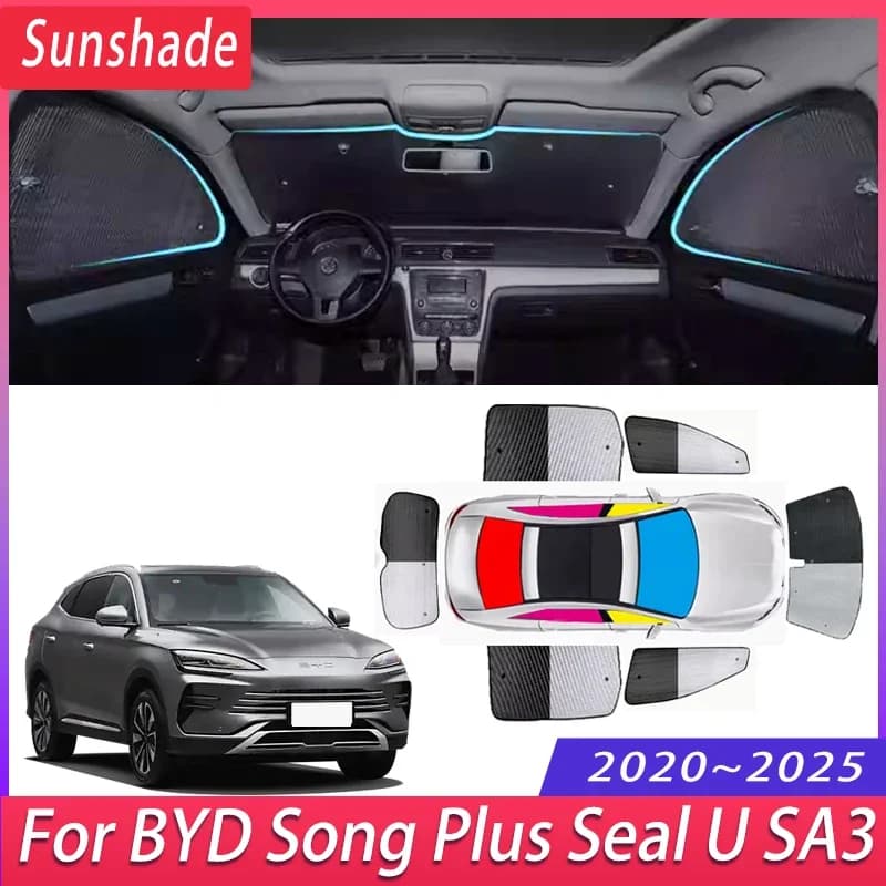 Auto Parasole Per BYD Song Plus Seal U SA3 2020 ~ 2025 Auto Isolamento termico Protezione solare Parasole Parabrezza Visiera Accessori