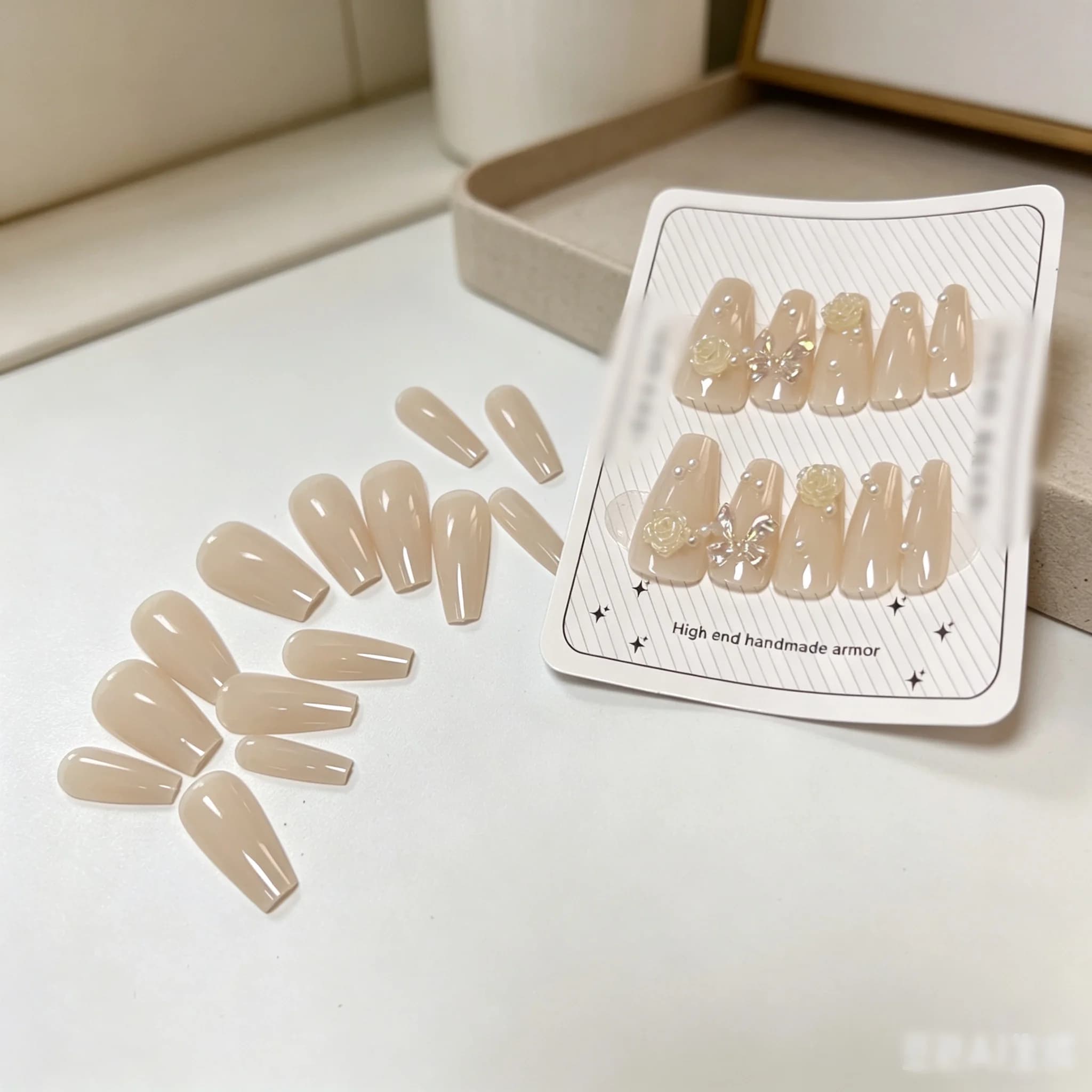 Press-on nails 24 pieces + full set of nail art tools with secure adhesive to prevent lifting and protect natural nails
