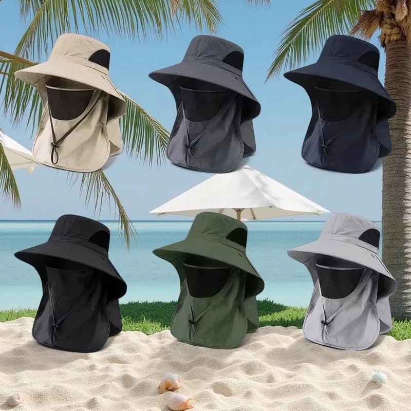 Cappello da Pesca UV per Esterni, Cappello da Pescatore con Visiera per Escursionismo e Campeggio, Cappello Estivo con Protezione per il Collo